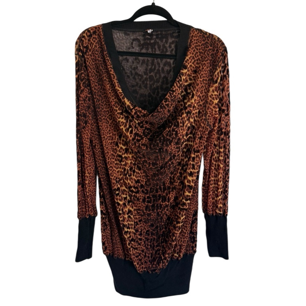 Jean Paul Gaultier Soleil Leopard Print Cowl Neck Dress